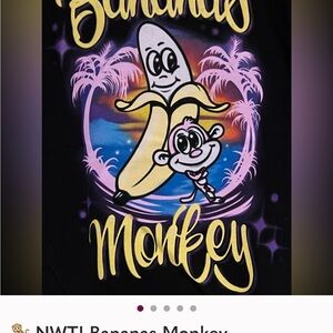 Bananas Monkey Black Tee with Cartoon Graphic